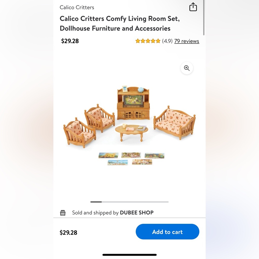 Calico Critters Comfy Living Room Set, Dollhouse Furniture and Accessories